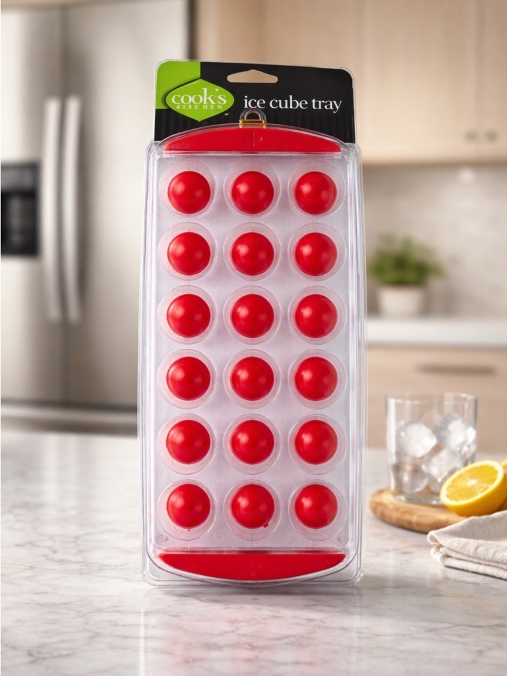 NWT Cook's Kitchen Red Ice Cube Tray - 21 Small Dome Ice Cubes or Snacks